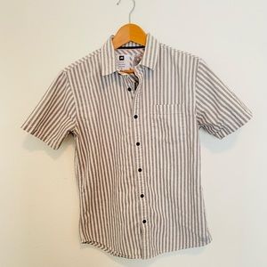 Burton Analog Gray and white striped button down with shirt pock